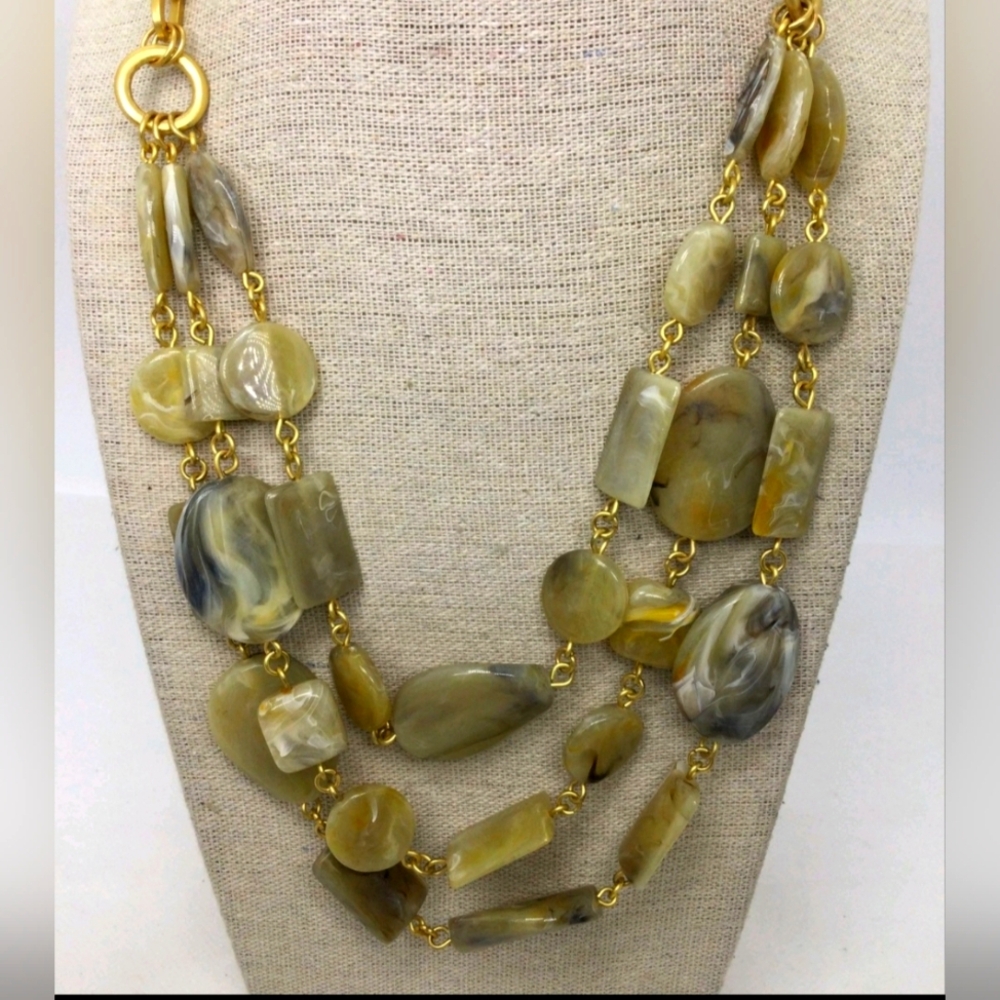Talbots Goldtone Acrylic Multi Strand Necklace EUC 20"